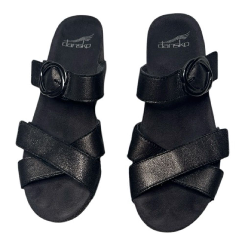 Dansko Susie Graphite Metallic Leather Sandals. Size 38.